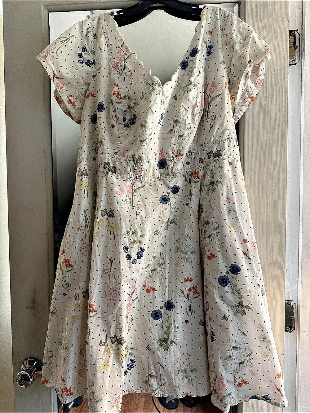 eshakti Floral Polka Dot Mini Dress in White